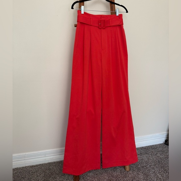 ANTONIO MELANI Vibrant Red-Orange Wide Leg Pants - Picture 5 of 13